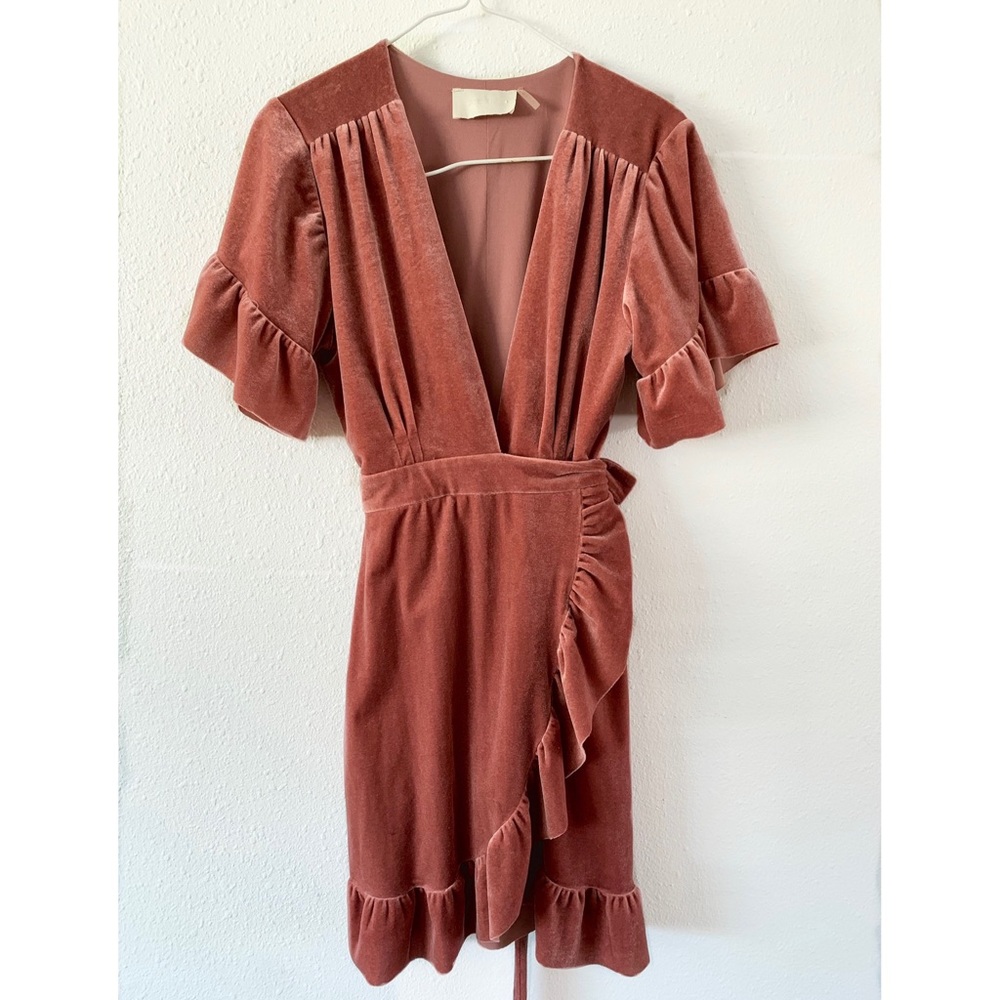STORIA Pink Velvet Wrap Dress. Size Small.